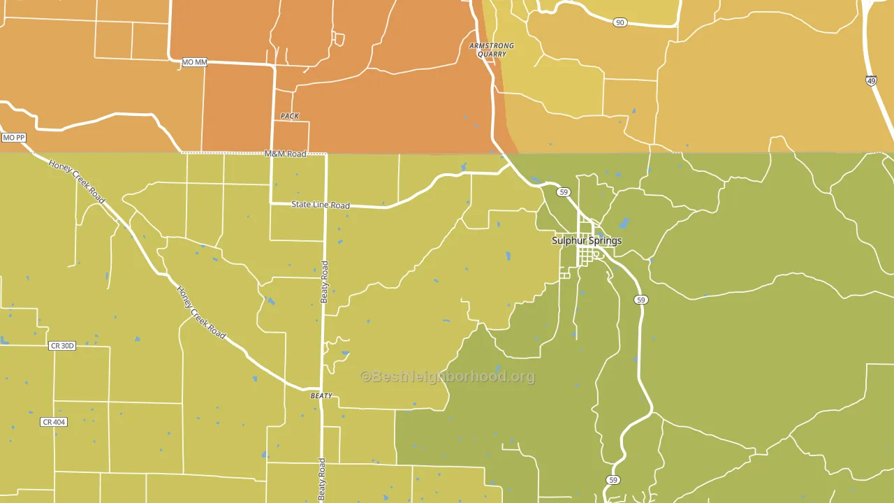 Sulphur Springs, AR block-group voter-turnout map