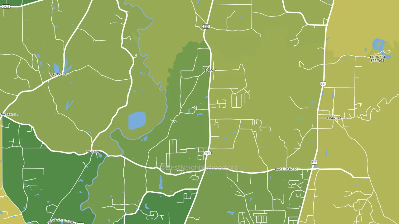 Sumac, GA block-group voter-turnout map