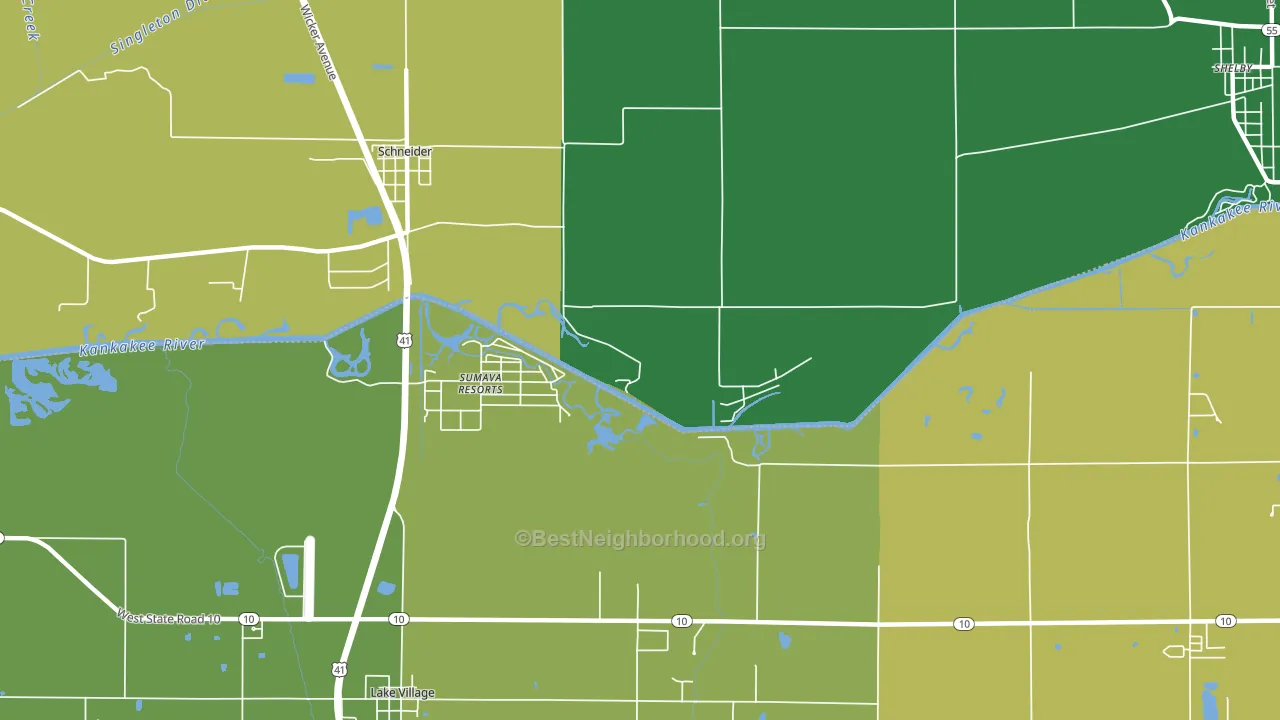 Sumava Resorts, IN block-group voter-turnout map
