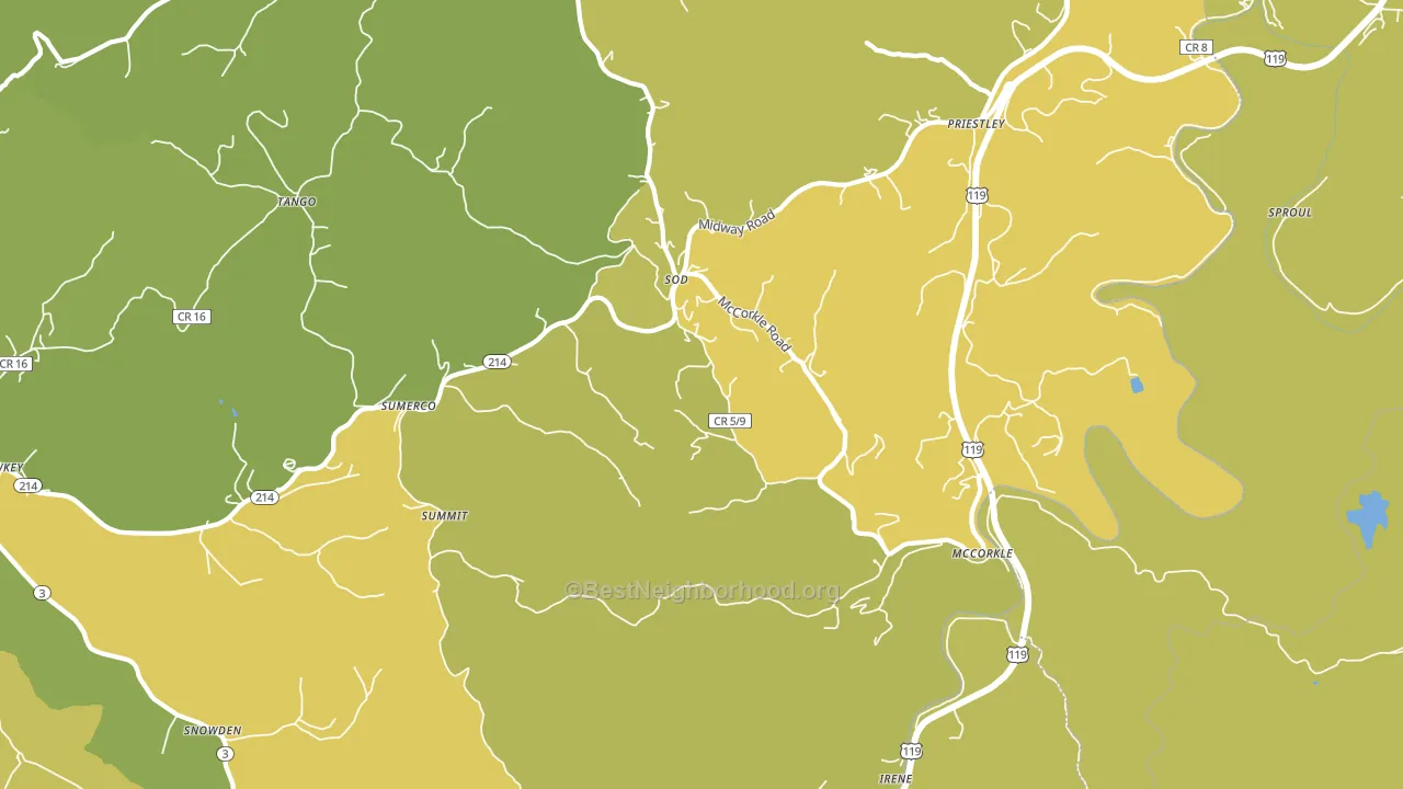 Sumerco, WV block-group voter-turnout map