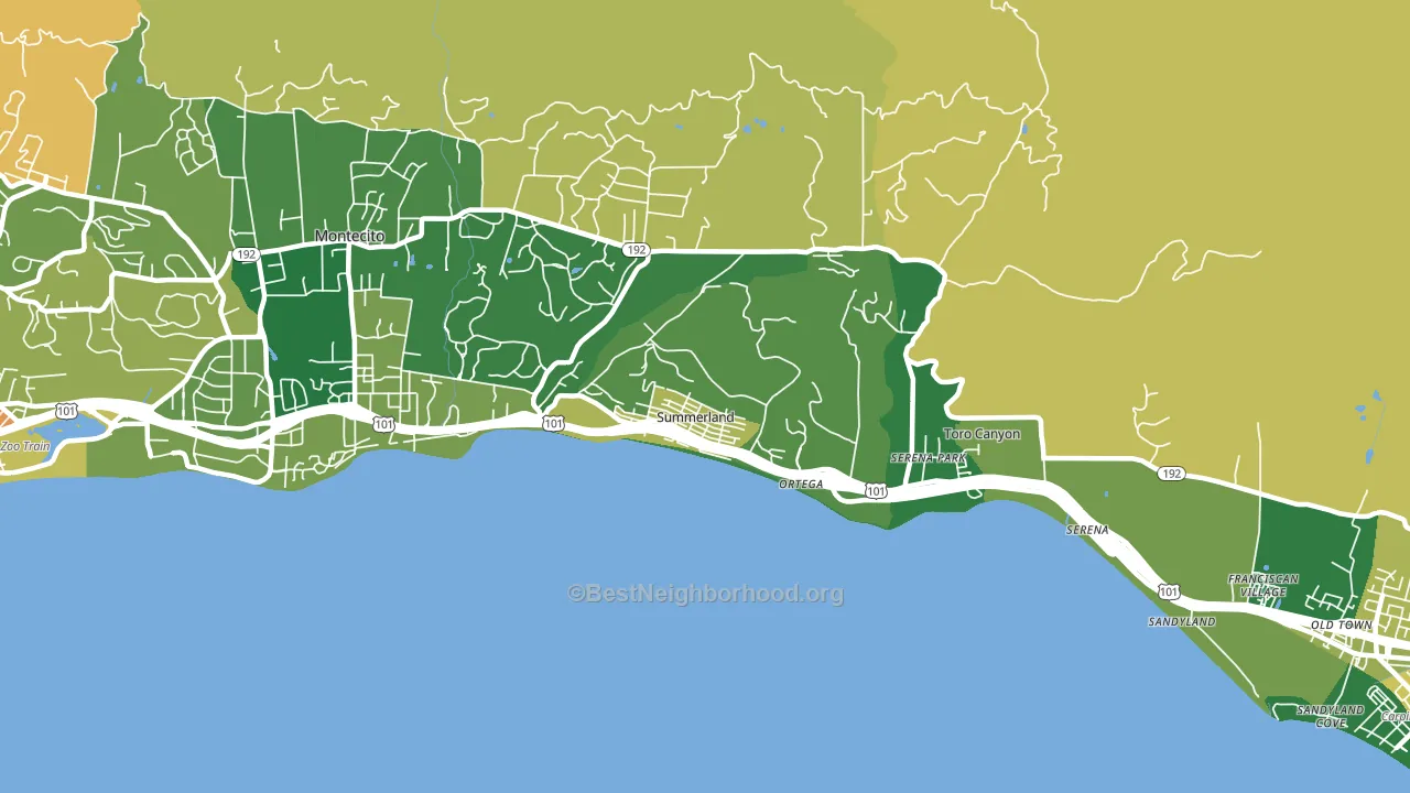 Summerland, CA block-group voter-turnout map