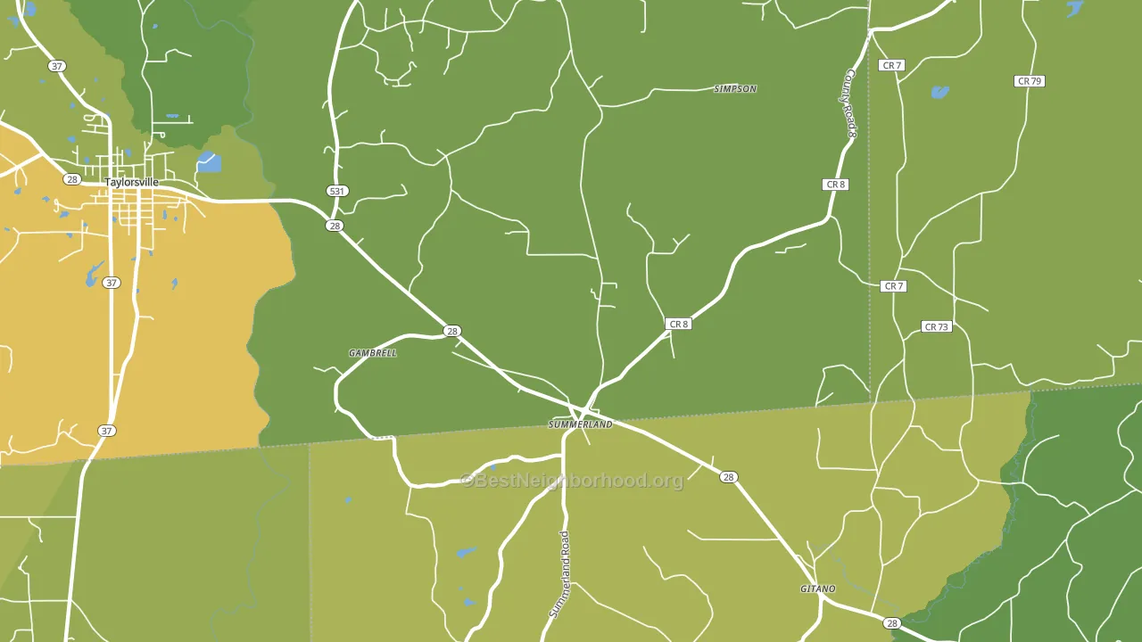 Summerland, MS block-group voter-turnout map