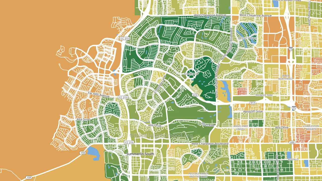 Summerlin North, Las Vegas, NV block-group voter-turnout map