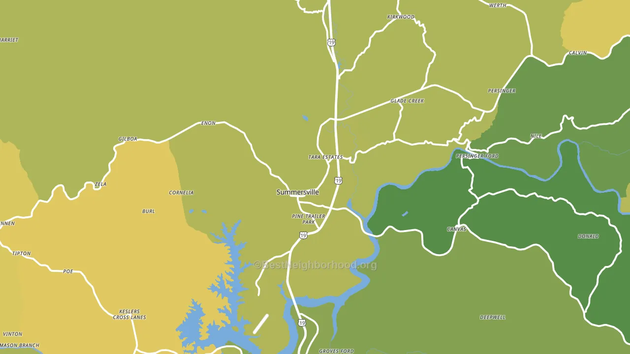 Summersville, WV block-group voter-turnout map