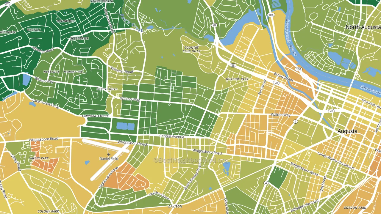Summerville, Augusta, GA block-group voter-turnout map