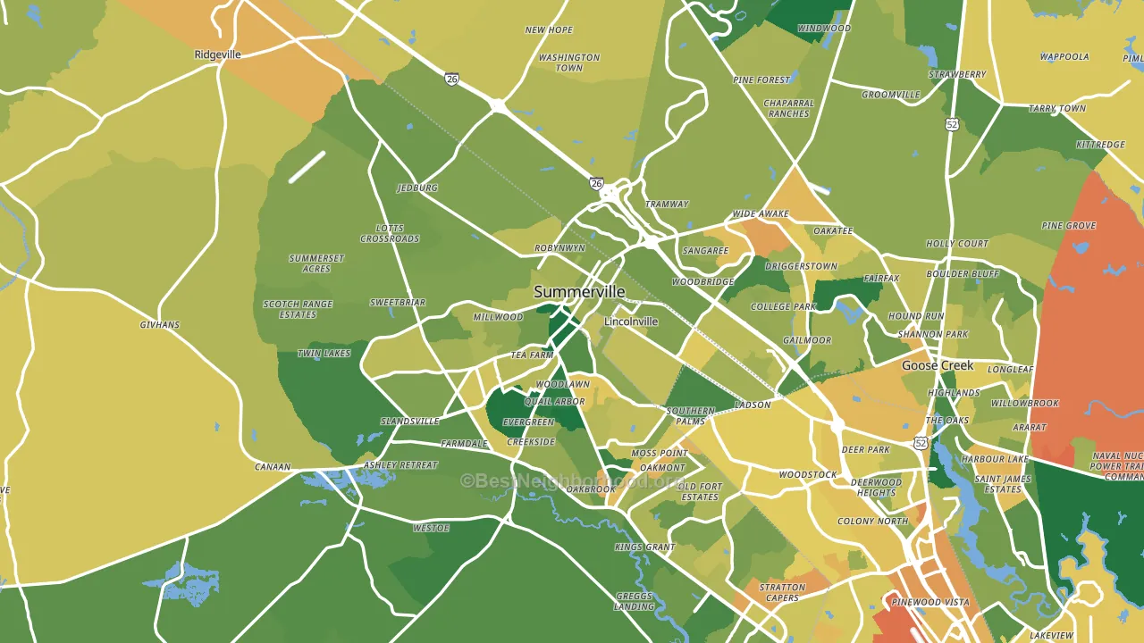 Summerville, SC block-group voter-turnout map