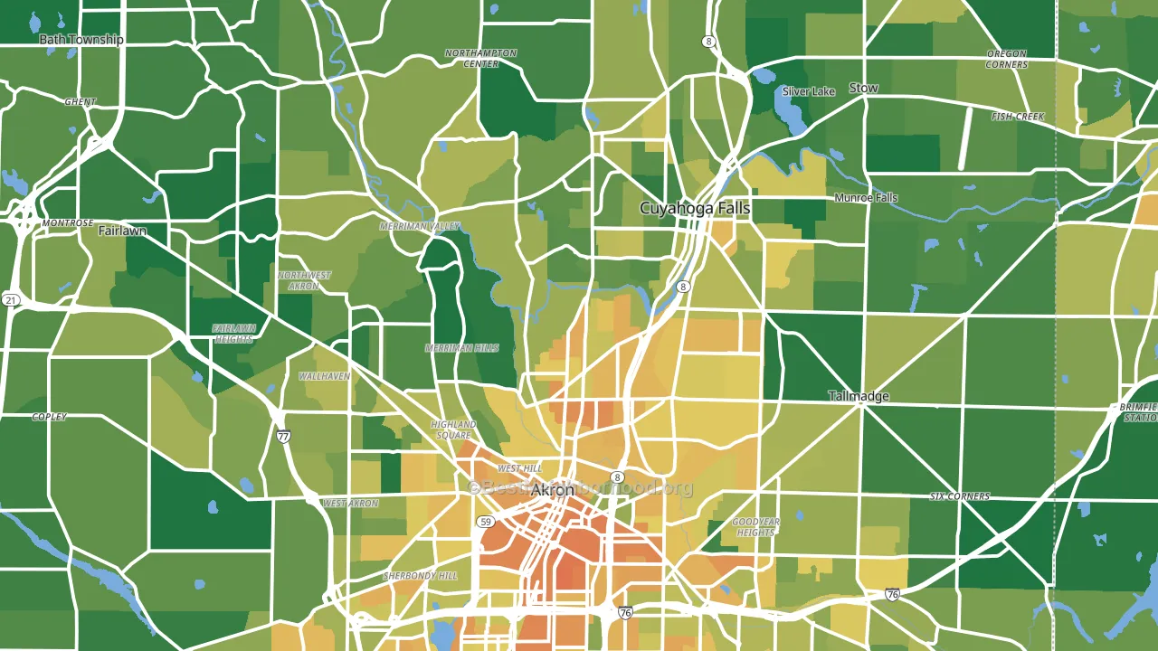 Summit County, OH block-group voter-turnout map