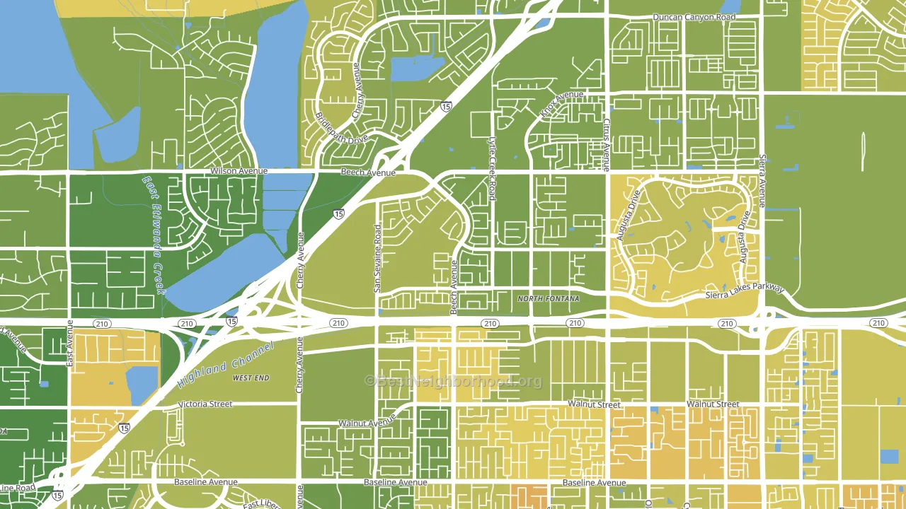 Summit Heights, Fontana, CA block-group voter-turnout map