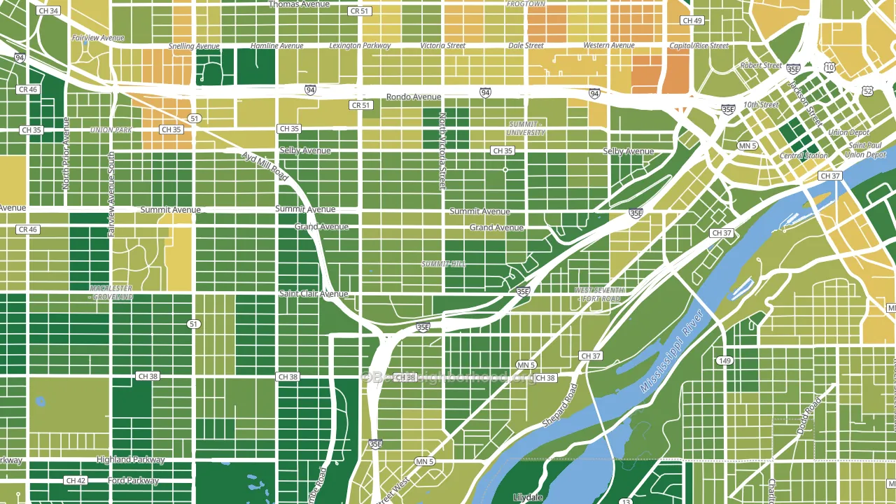 Summit Hill, St. Paul, MN block-group voter-turnout map