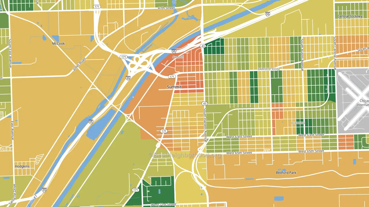 Summit, IL block-group voter-turnout map