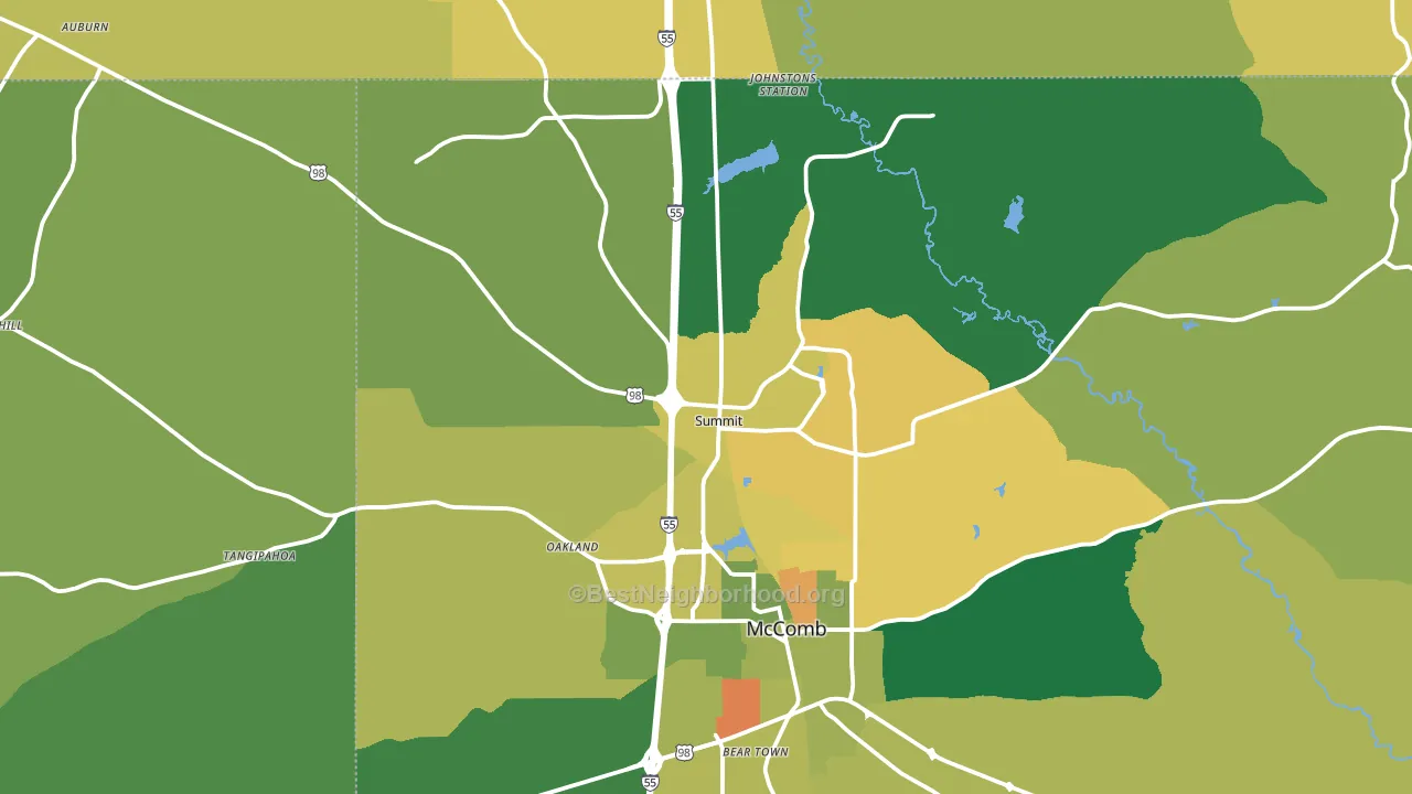 Summit, MS block-group voter-turnout map