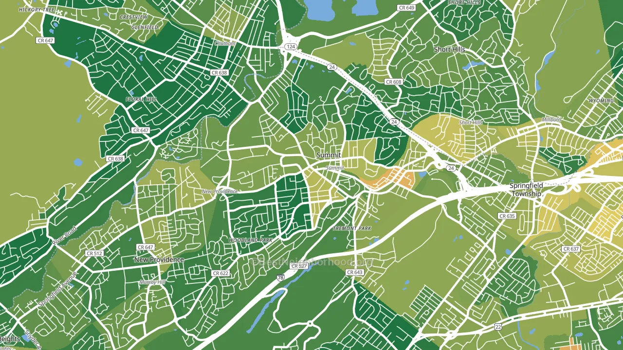 Summit, NJ block-group voter-turnout map