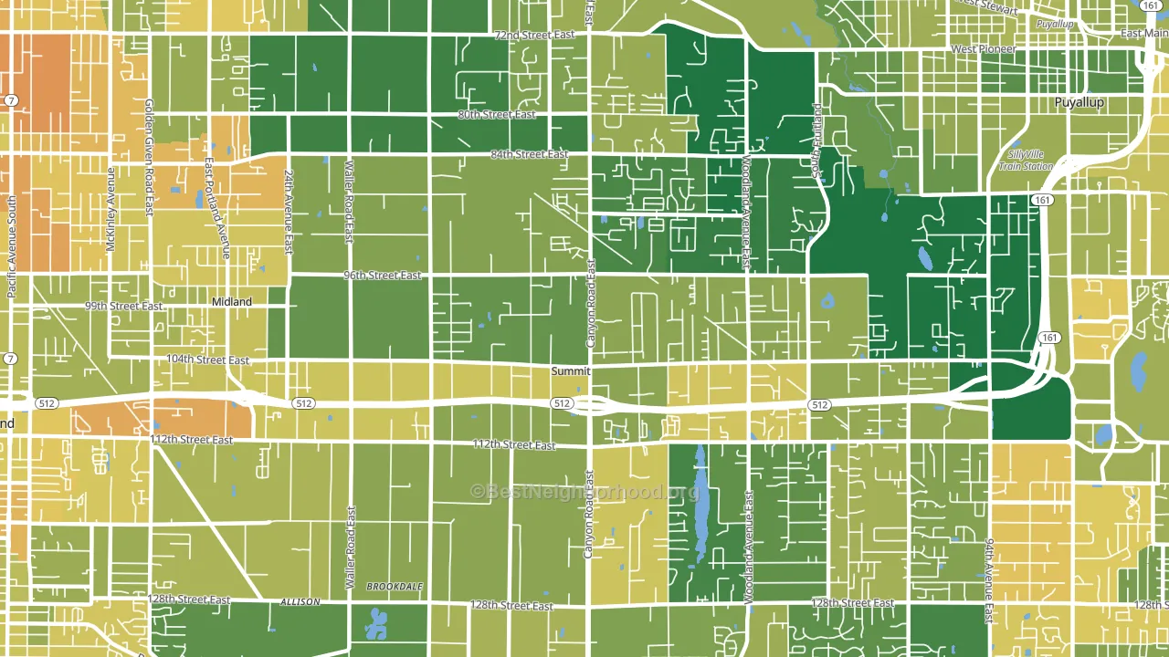 Summit, Puyallup, WA block-group voter-turnout map