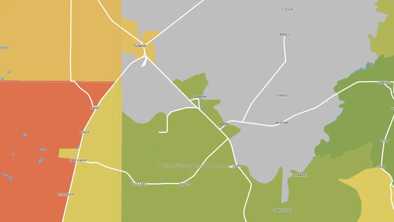 Sumner, MS block-group voter-turnout map