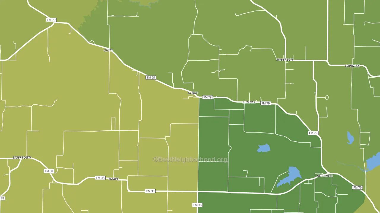Sumner, TX block-group voter-turnout map