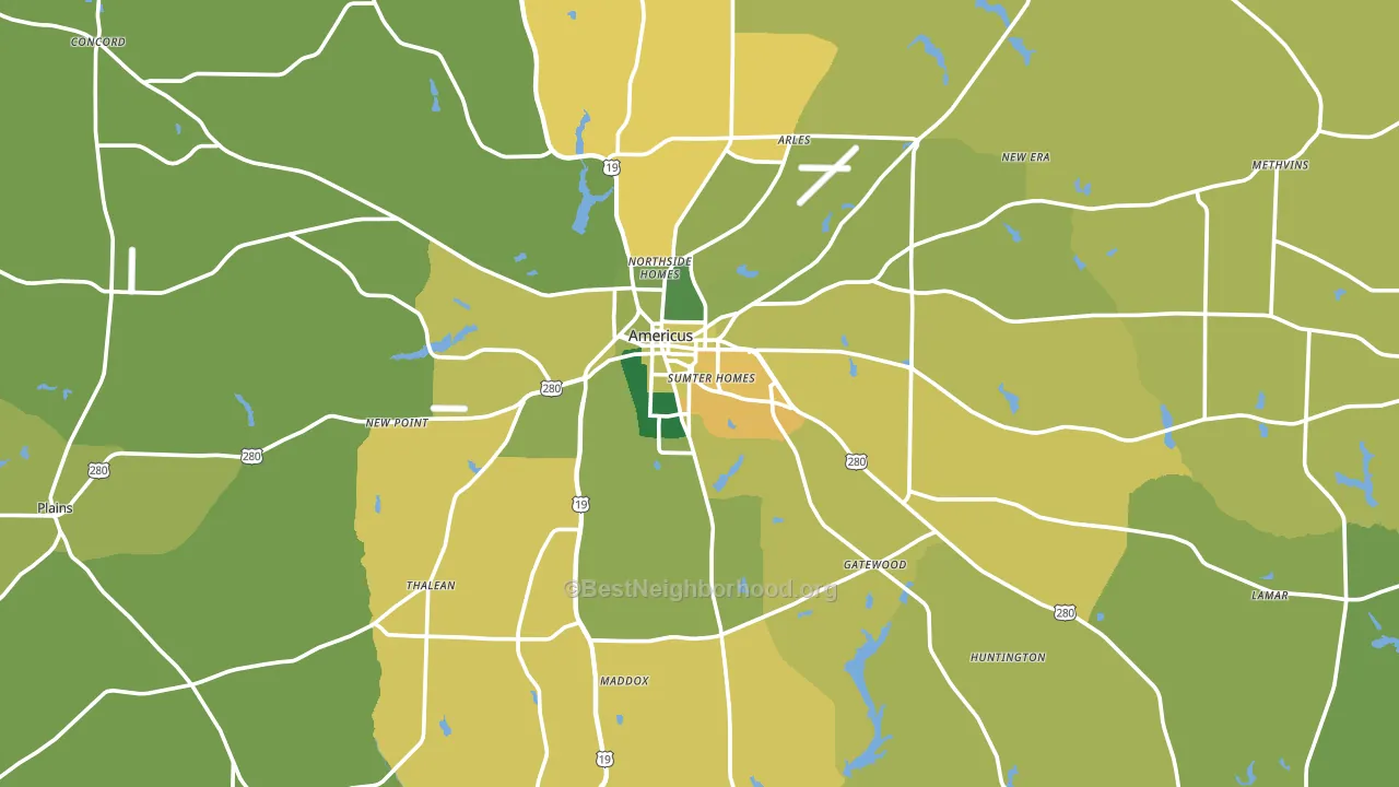 Sumter County, GA block-group voter-turnout map