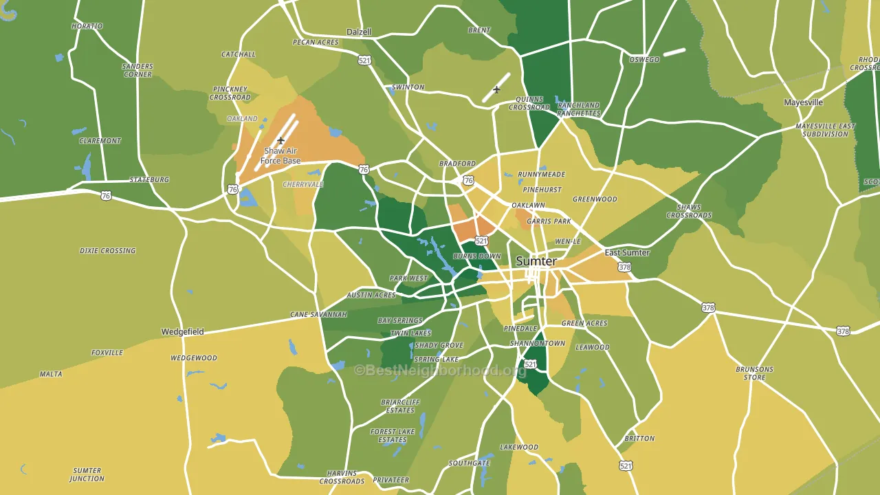 Sumter County, SC block-group voter-turnout map