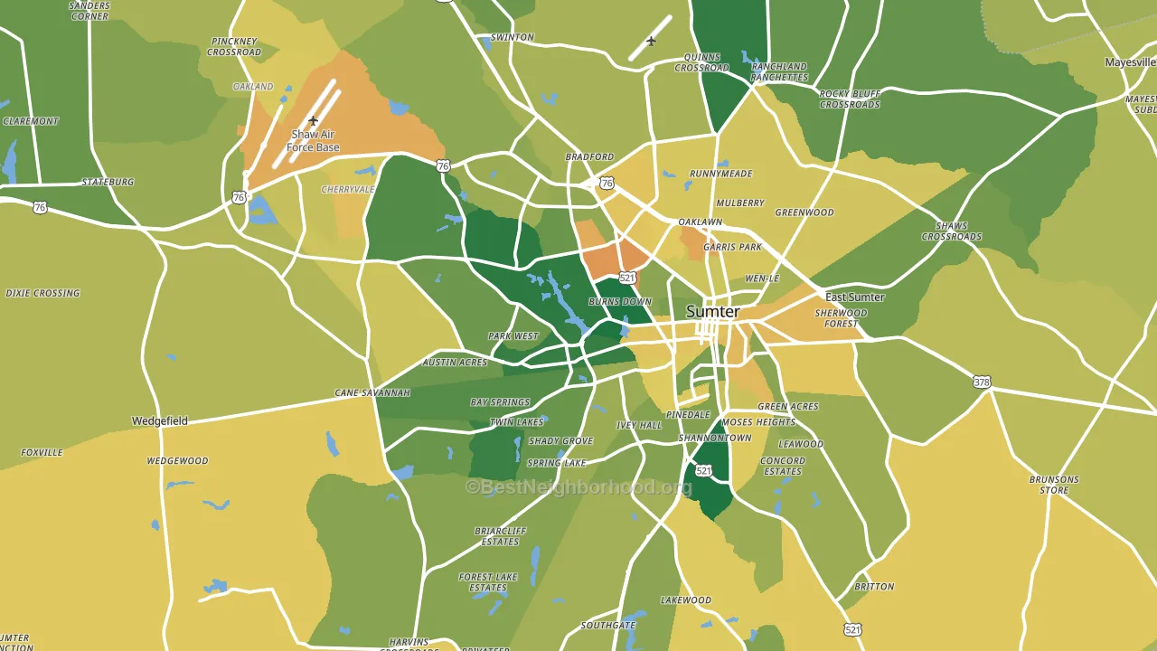 Sumter, SC block-group voter-turnout map