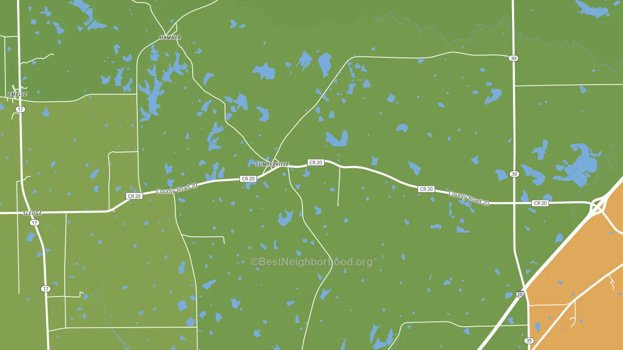 Sumterville, AL block-group voter-turnout map