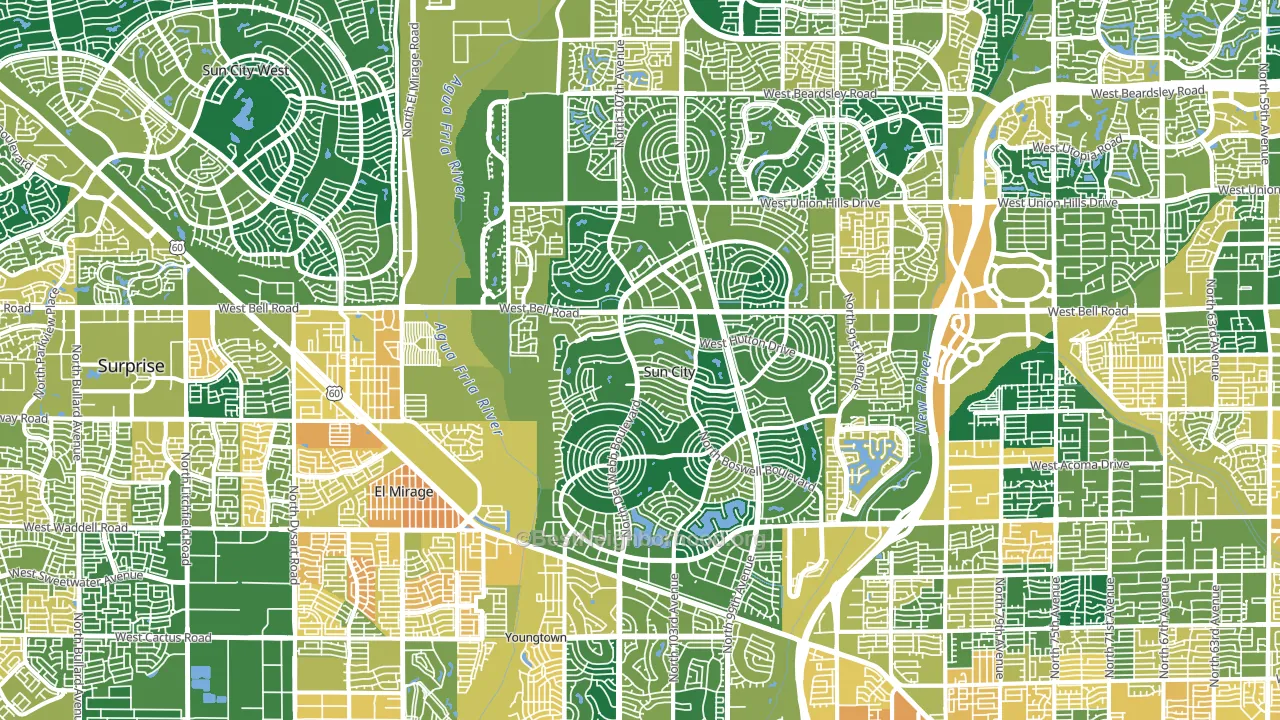 Sun City, AZ block-group voter-turnout map