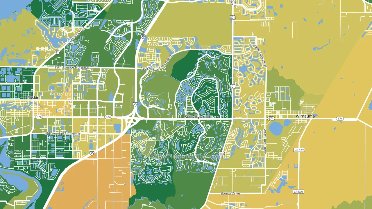 Sun City Center, FL block-group voter-turnout map