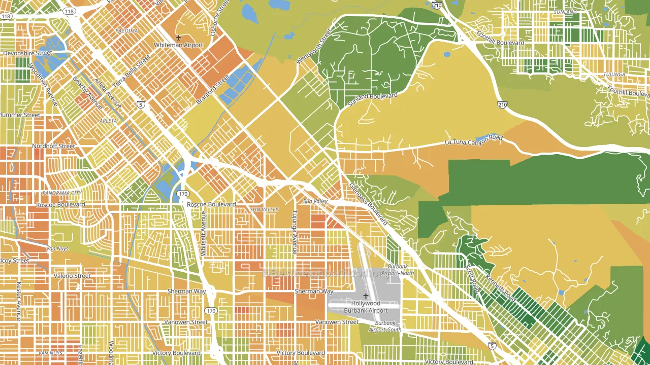 Sun Valley, CA block-group voter-turnout map