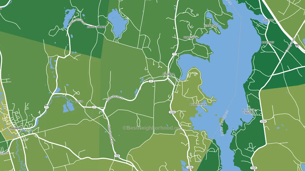 Sunapee, NH block-group voter-turnout map