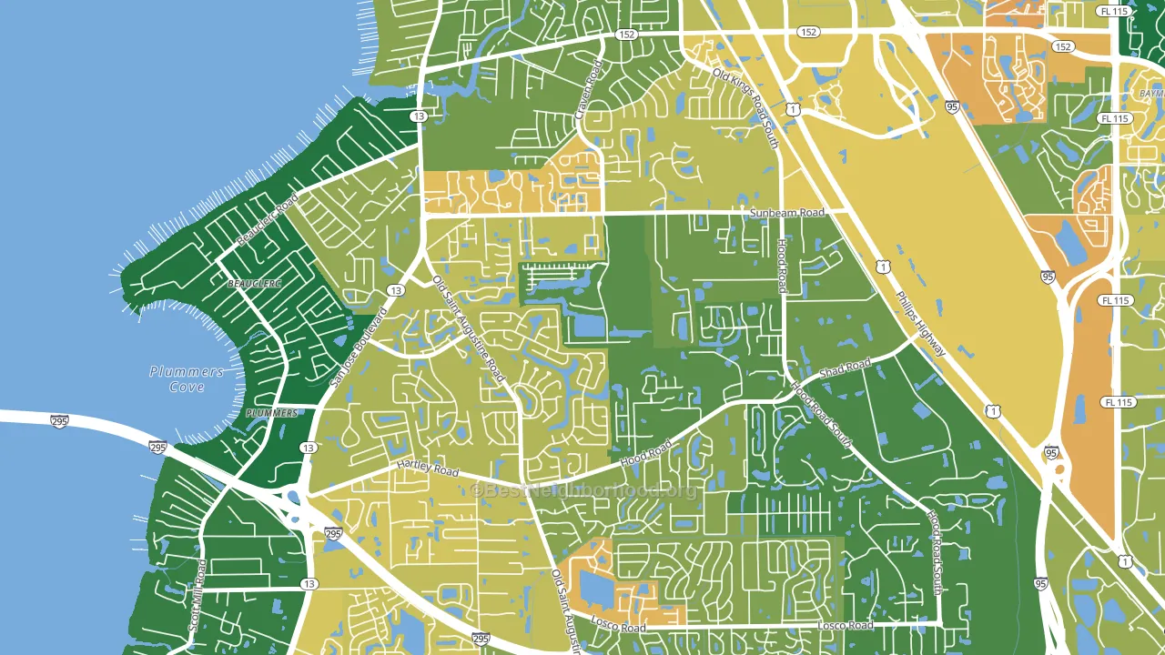 Sunbeam, Jacksonville, FL block-group voter-turnout map