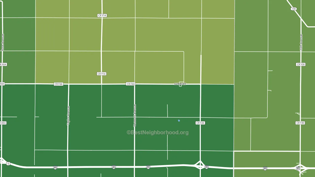Sunbury, IA block-group voter-turnout map