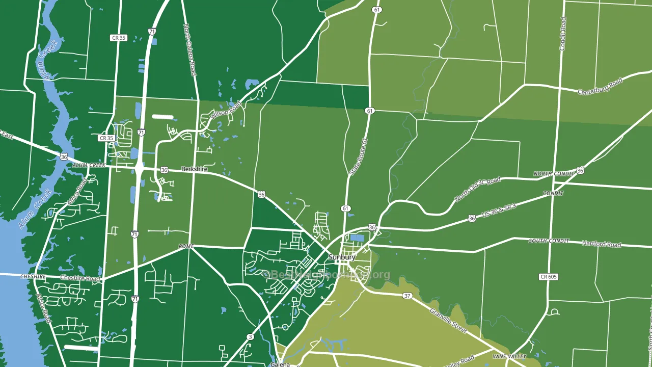 Sunbury, OH block-group voter-turnout map