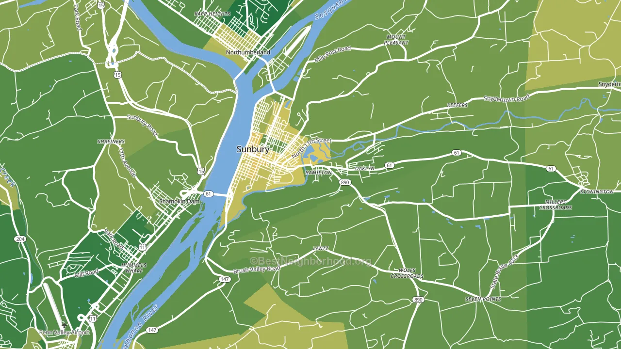 Sunbury, PA block-group voter-turnout map
