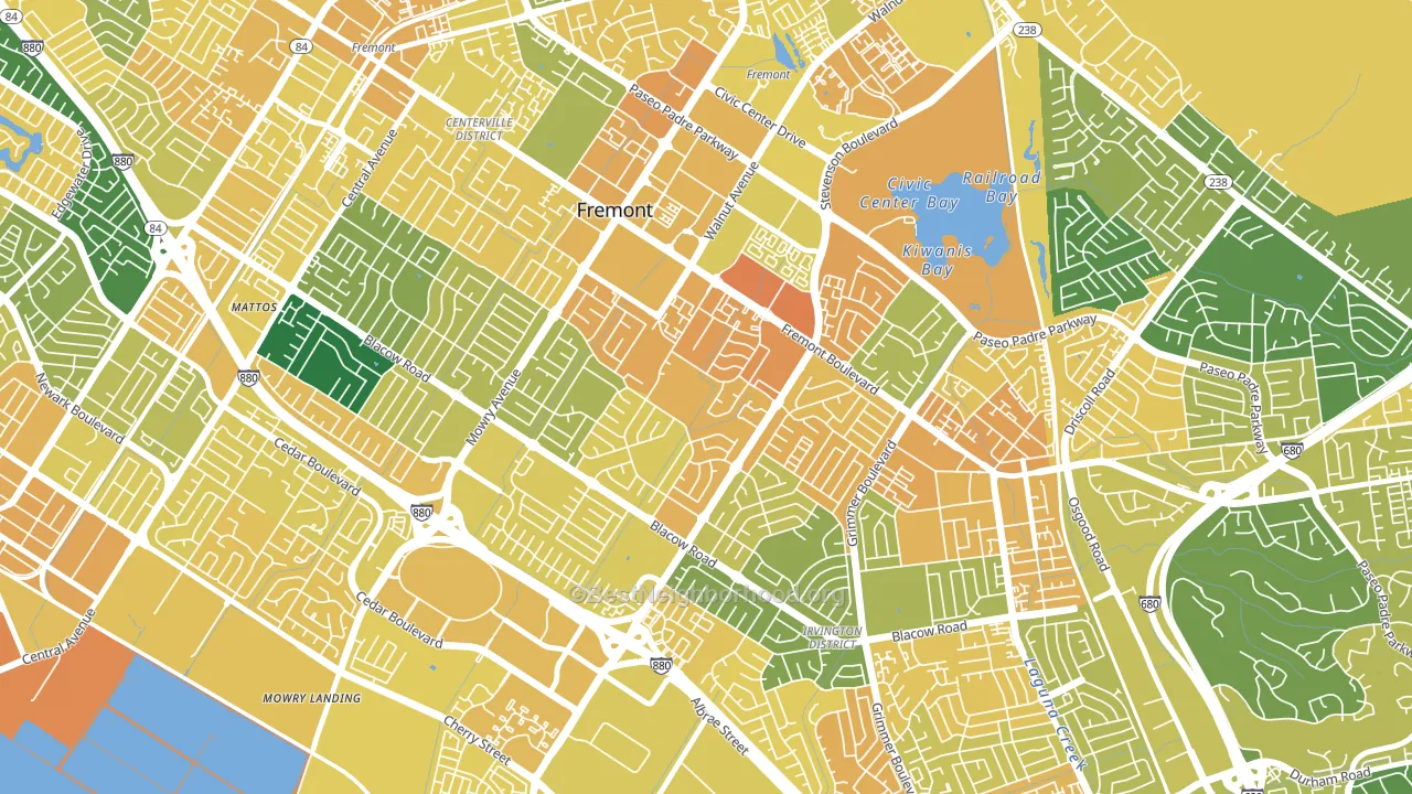 Sundale, Fremont, CA block-group voter-turnout map