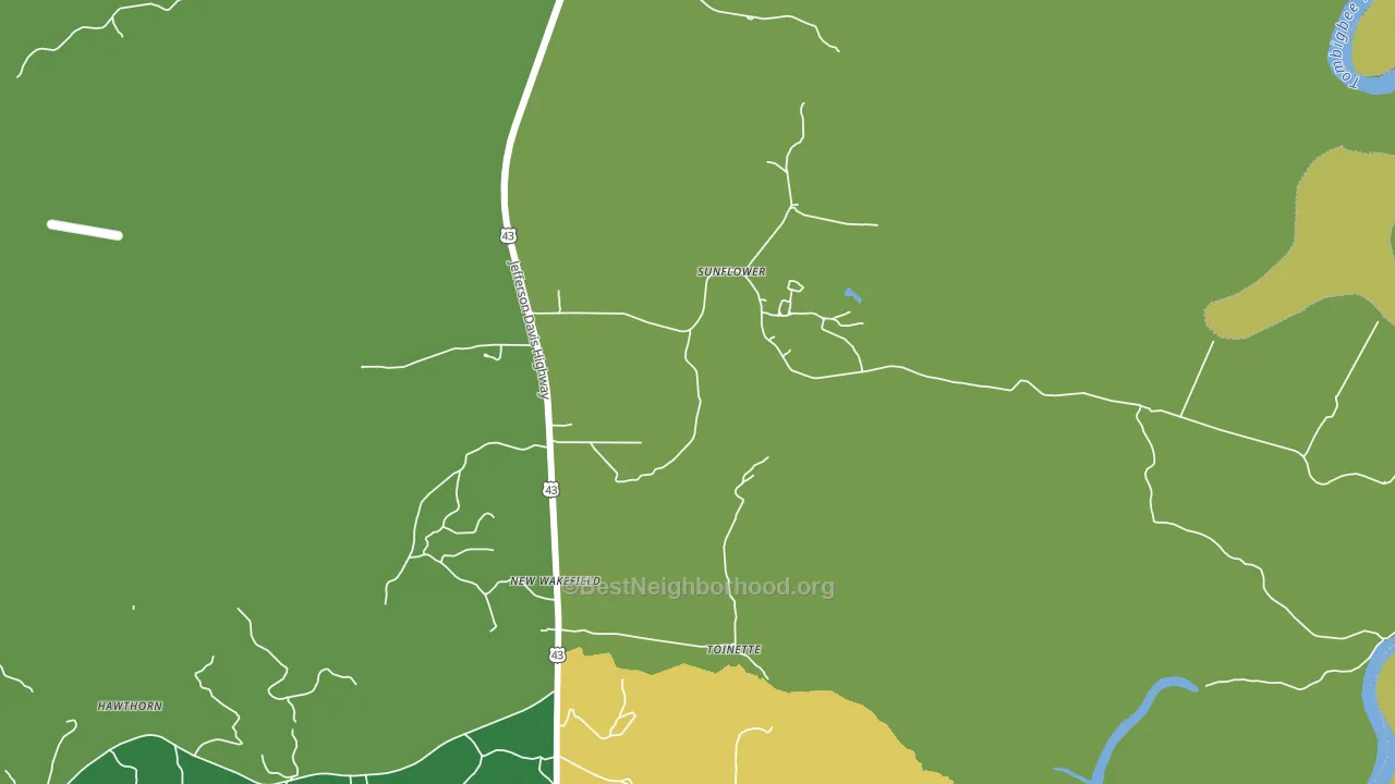 Sunflower, AL block-group voter-turnout map