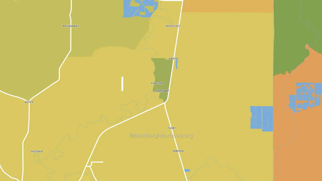 Sunflower, MS block-group voter-turnout map