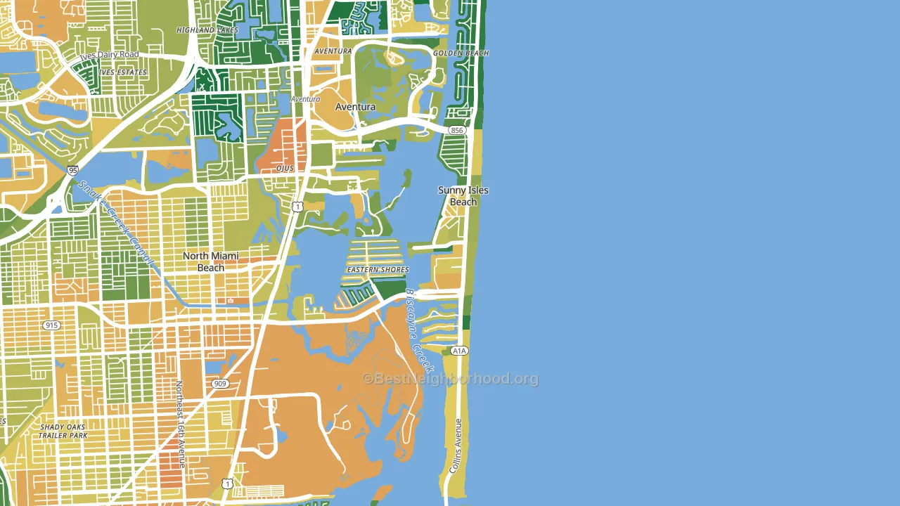 Sunny Isles Beach, FL block-group voter-turnout map