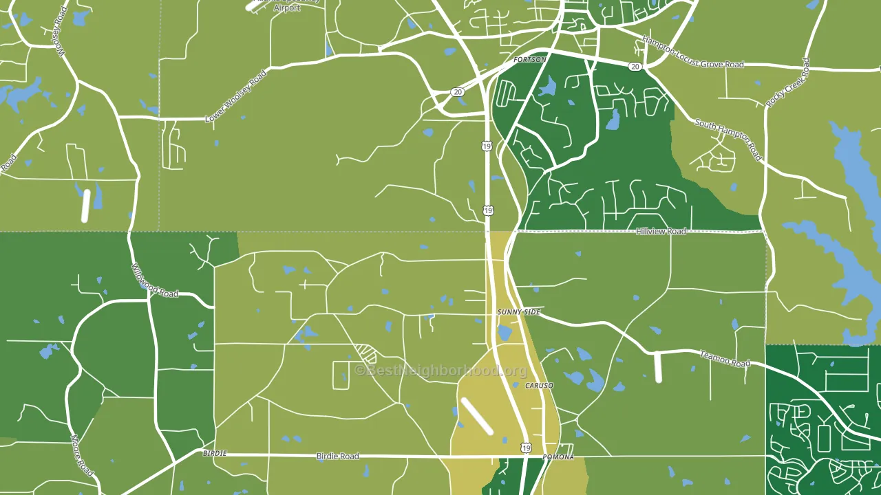 Sunny Side, GA block-group voter-turnout map