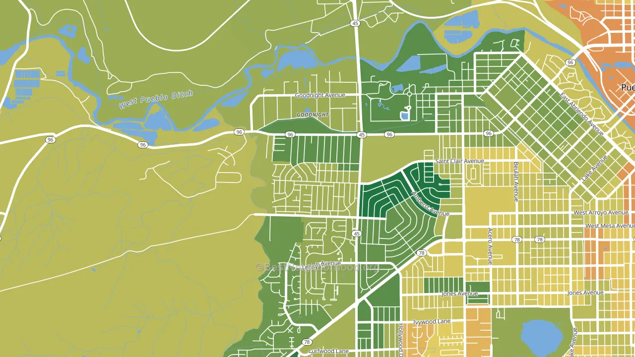 Sunnyheights, Pueblo, CO block-group voter-turnout map