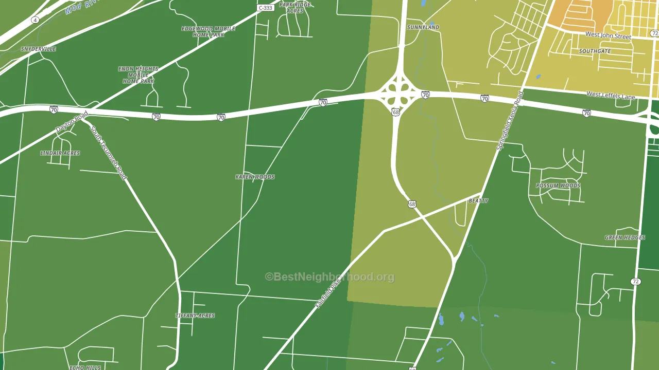 Sunnyland, OH block-group voter-turnout map
