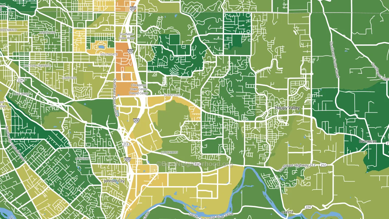 Sunnyside, Clackamas, OR block-group voter-turnout map