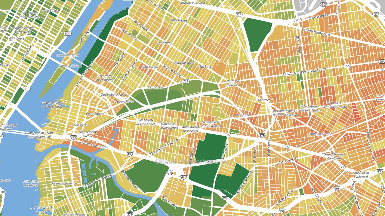 Sunnyside, Queens, NY block-group voter-turnout map