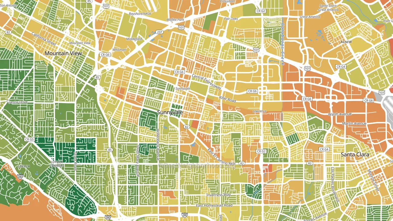 Sunnyvale, CA block-group voter-turnout map