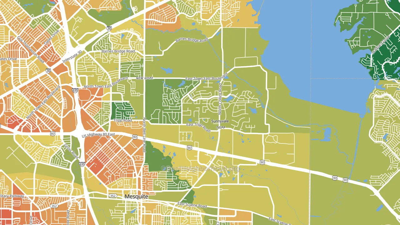 Sunnyvale, TX block-group voter-turnout map