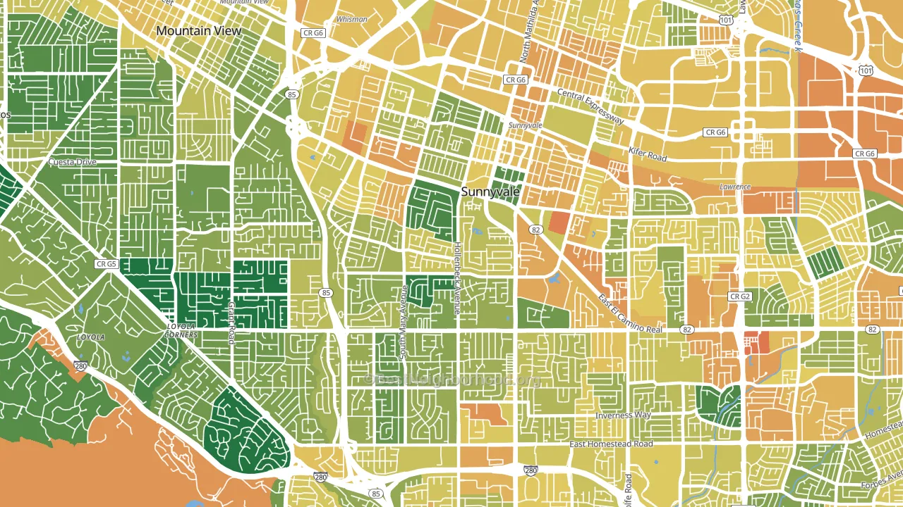 Sunnyvale West, Sunnyvale, CA block-group voter-turnout map