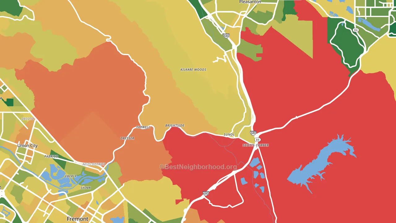 Sunol, CA block-group voter-turnout map