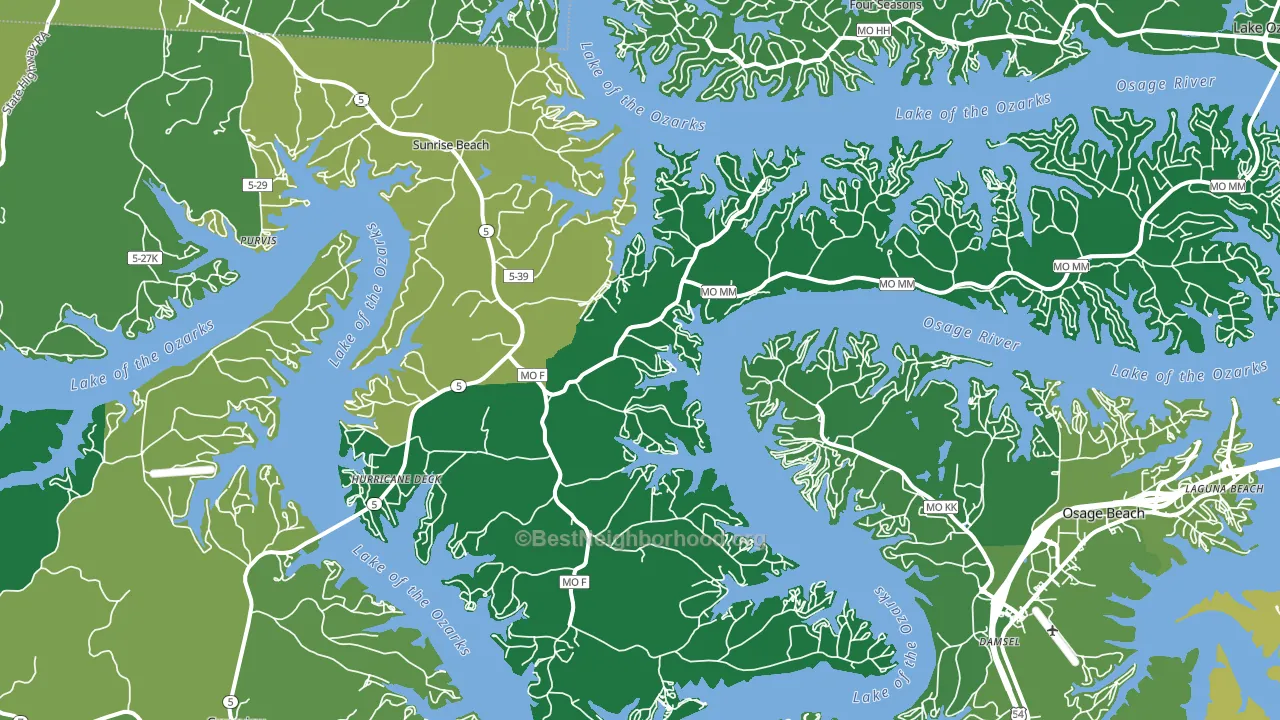 Sunrise Beach, MO block-group voter-turnout map
