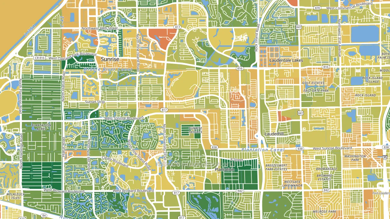Sunrise Golf Village East, Sunrise, FL block-group voter-turnout map