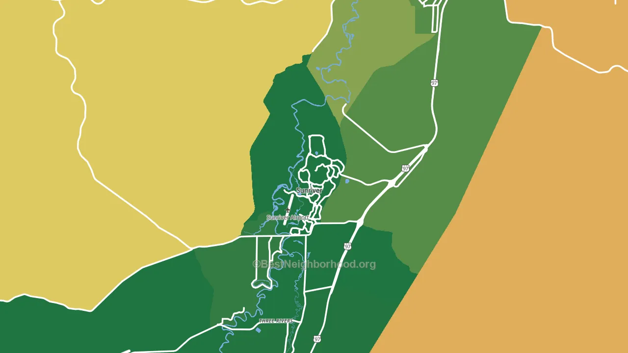 Sunriver, OR block-group voter-turnout map
