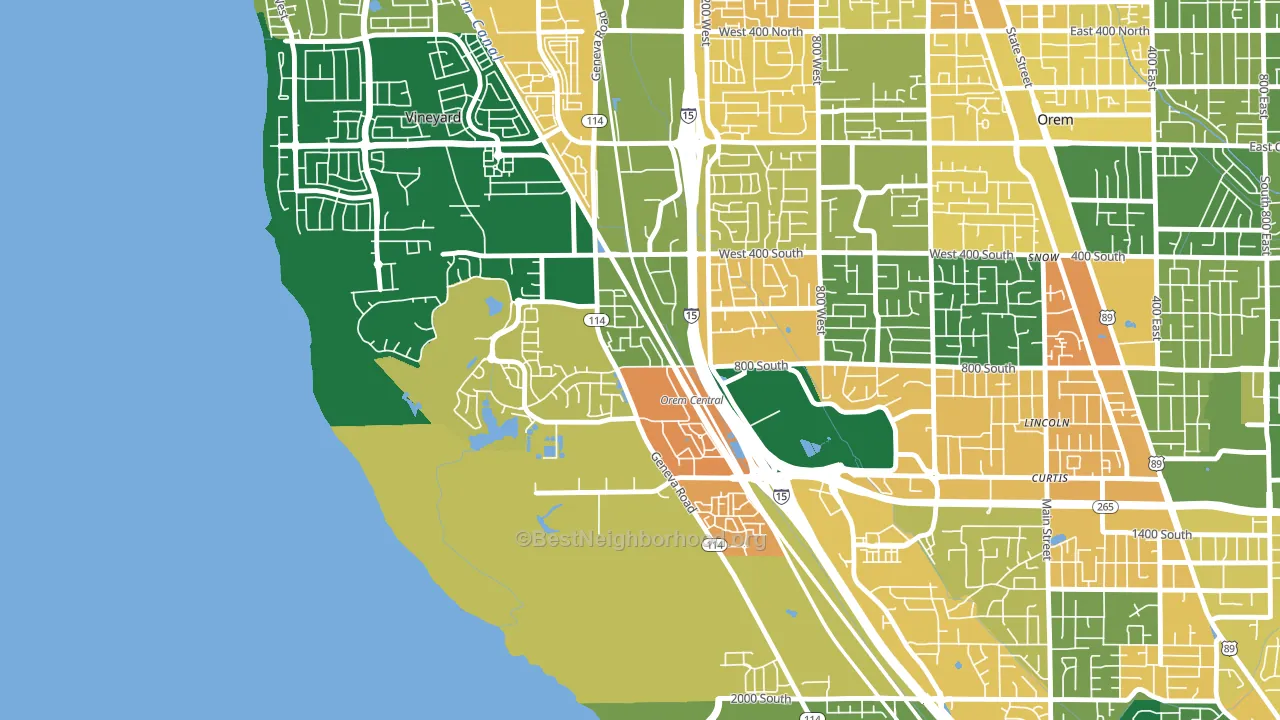Sunset Heights, Orem, UT block-group voter-turnout map