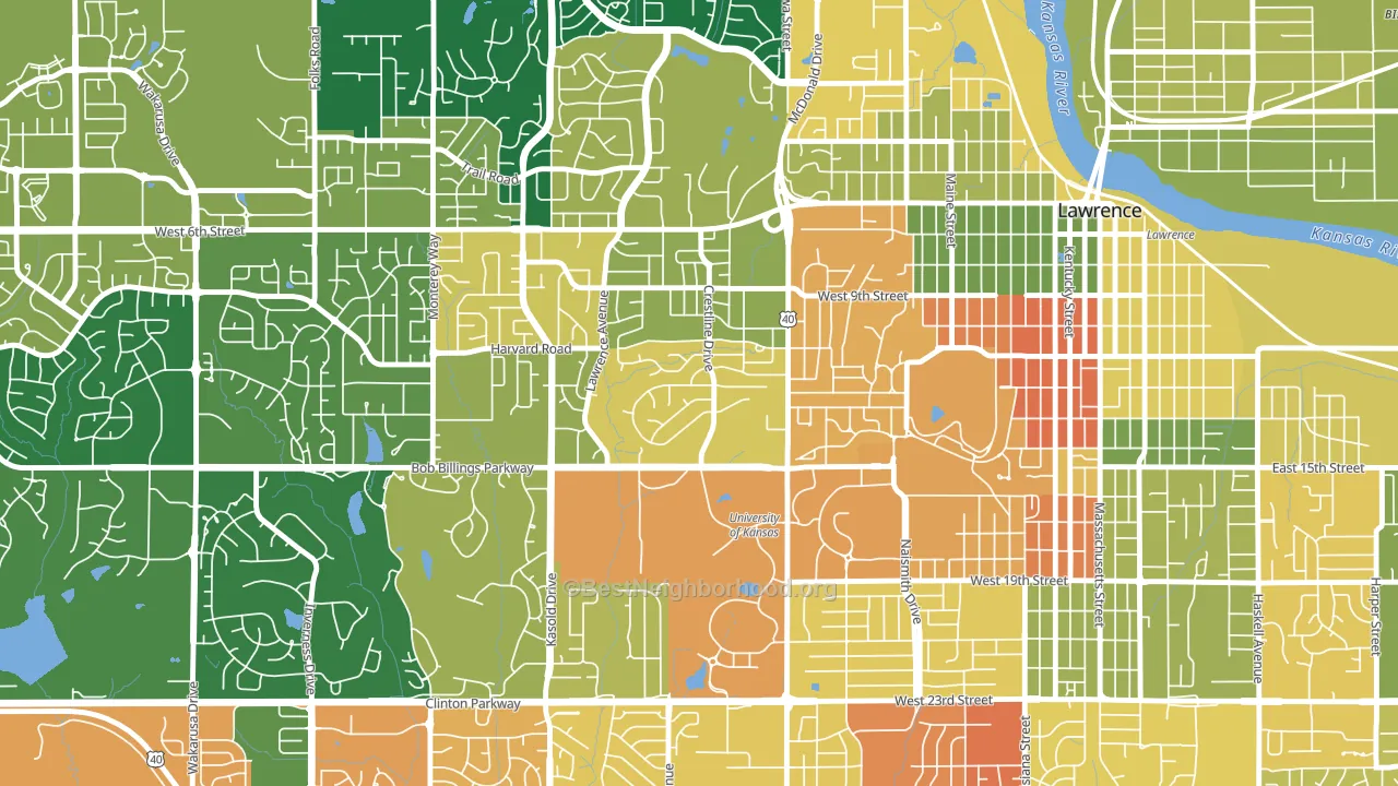 Sunset Hills, Lawrence, KS block-group voter-turnout map