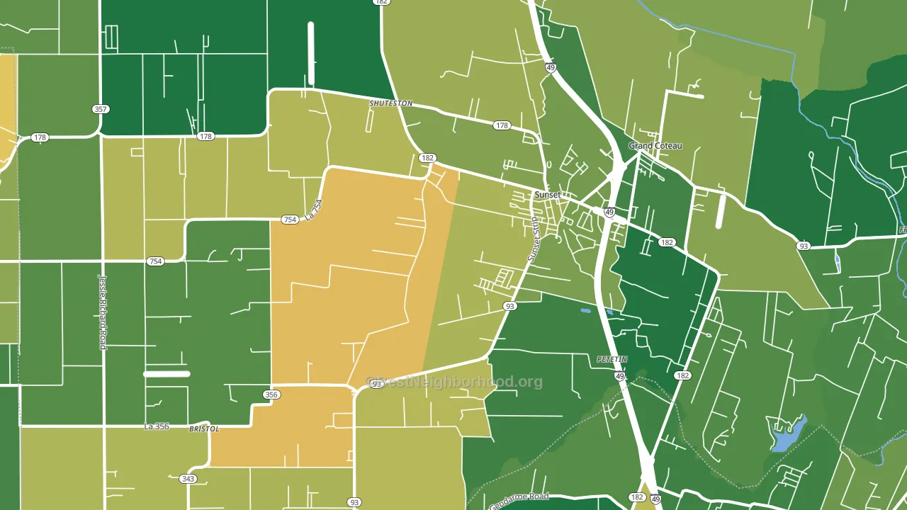 Sunset, LA block-group voter-turnout map